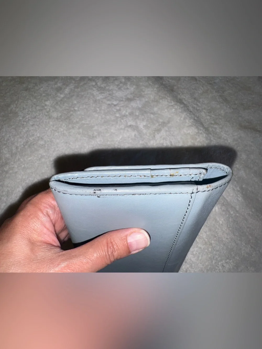 Hirofu Leather Vintage Blue long wallet, Made in Italy